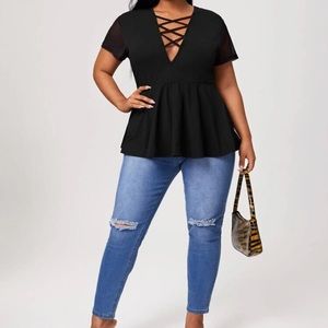 Black peplum shirt